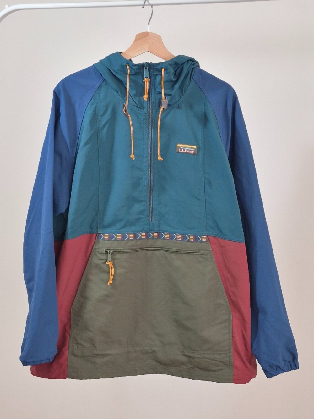 L.L.Bean Anorak Jacket Women’s XL Colorblock Mountain Classic Hooded Pullover